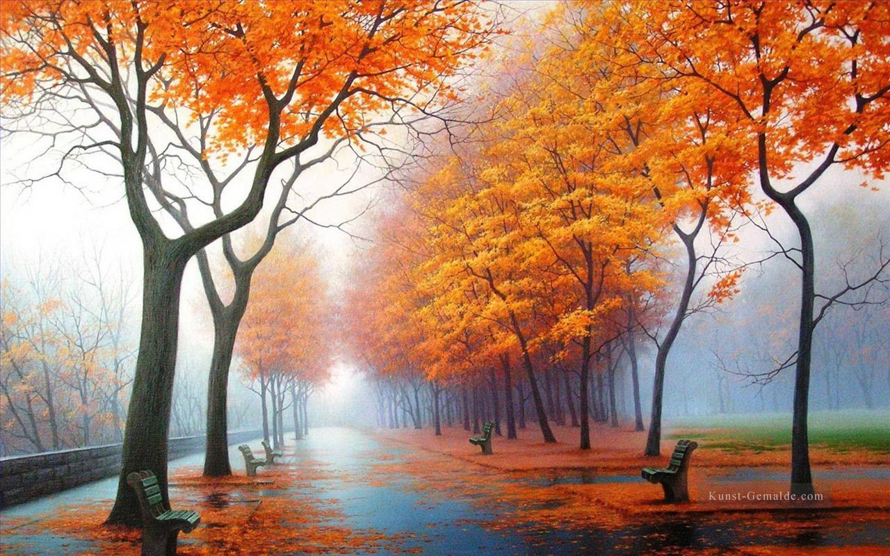 Pfad unter Herbst Bäume Landschaftsmalerei von Fotos zu Kunst Ölgemälde